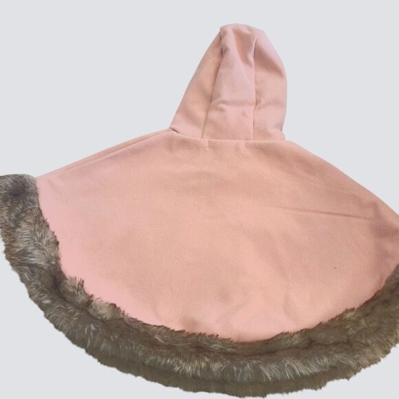 Betsey Johnson Cape Hoodie Toddler Pink Felt With Hearts Faux Fur Sz 18 Mos - Picture 7 of 11